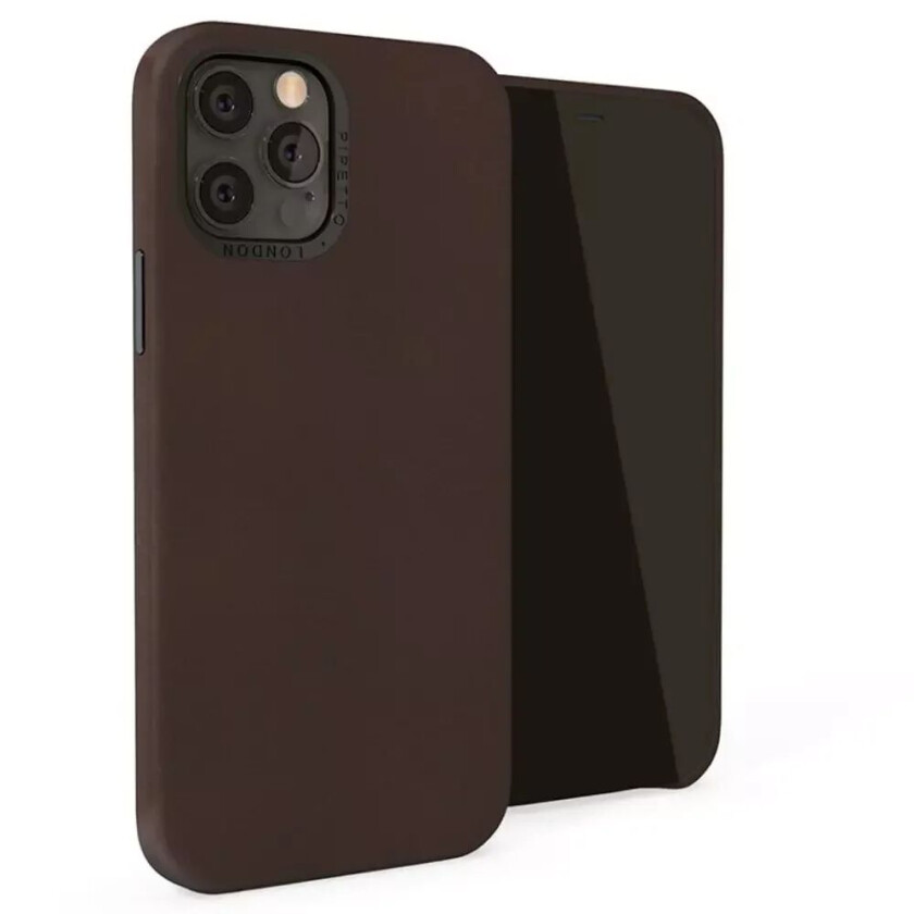 iPhone 12 / 12 Pro Magnetisk Ekte Skinn Deksel med Kickstand - Brun