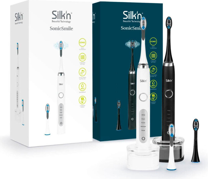 Silkn SS2PEUWZ001 Elektriske tannbørster (2pk) Sort/Hvit
