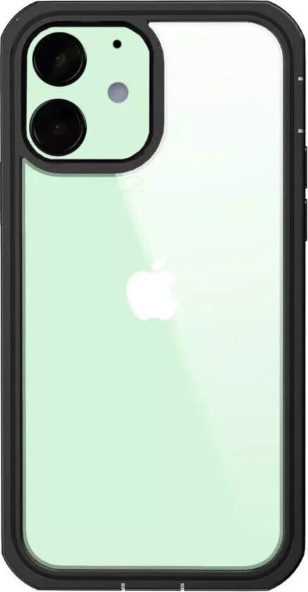 iPhone 12 Mini Heavy Duty Case - Håndverker Deksel med Skjermbeskytter - Gjennomsiktig / Svart