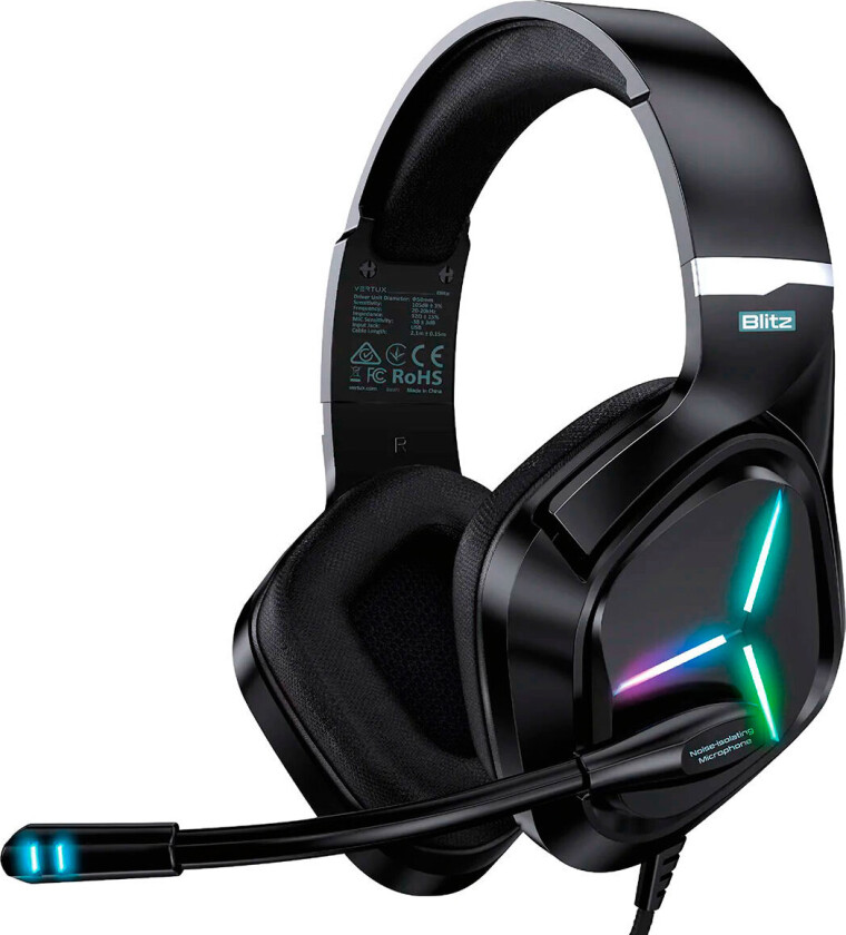 Vertux Blitz 7.1 Surround Sound Gaming Headset (USB) Svart