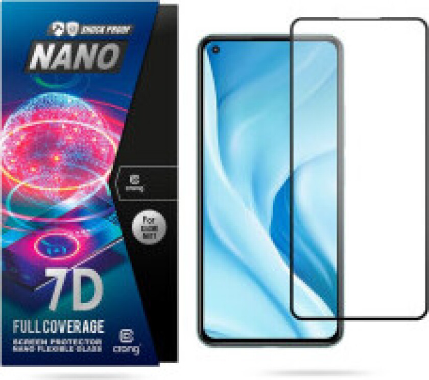 Crong 7D Nano fleksibelt glass – full dekning hybrid skjermbeskytter 9H Xiaomi Mi 11 Lite 5G