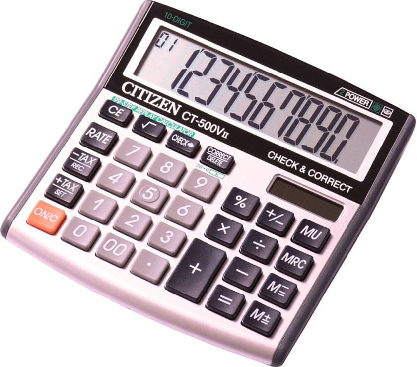 Citizen CT-500VII - Skrivebordskalkulator - 12 sifre - solpanel, batteri - grå