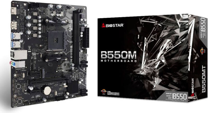Biostar B550MT hovedkort, AMD AM4, DDR4 Micro-ATX