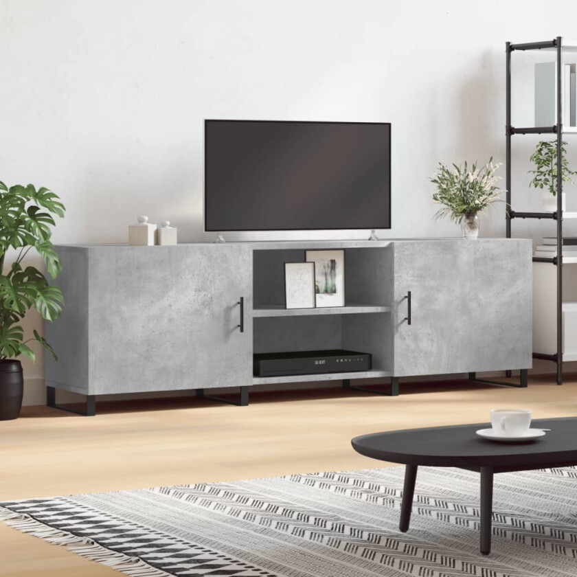 TV-benk betonggrå 150x30x50 cm konstruert tre
