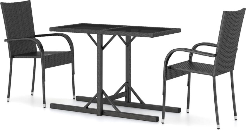 Utendørs spisestue 3 deler svart