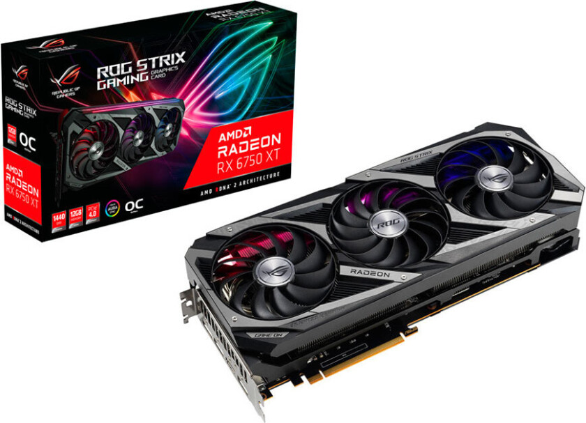 Asus ROG Strix Radeon RX 6750 XT OC Edition grafikkort - AMD Radeon RX 6750 XT - 12GB GDDR6