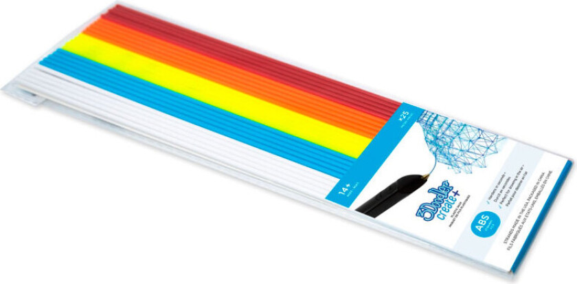 3Doodler ABS 3D Filament - 25,4 cm (3 mm) 25pk - Gul/Hvit/Rød/Oransje/Blå