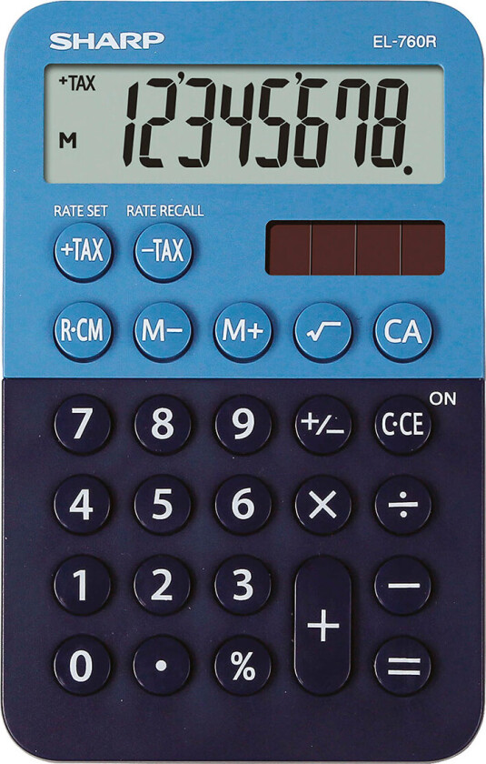 EL-760R Kalkulator m/solcelle (8 siffer) Blå