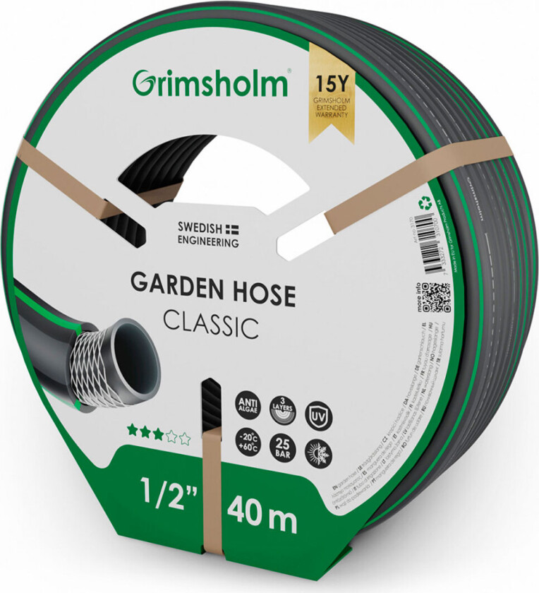 Grimsholm klassisk hageslange - 40m (1/2tm)