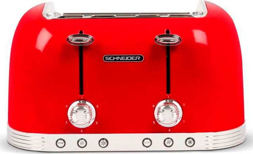 Schneider SCTO4R Retro Brødrister 1630W (4 skiver) Rød