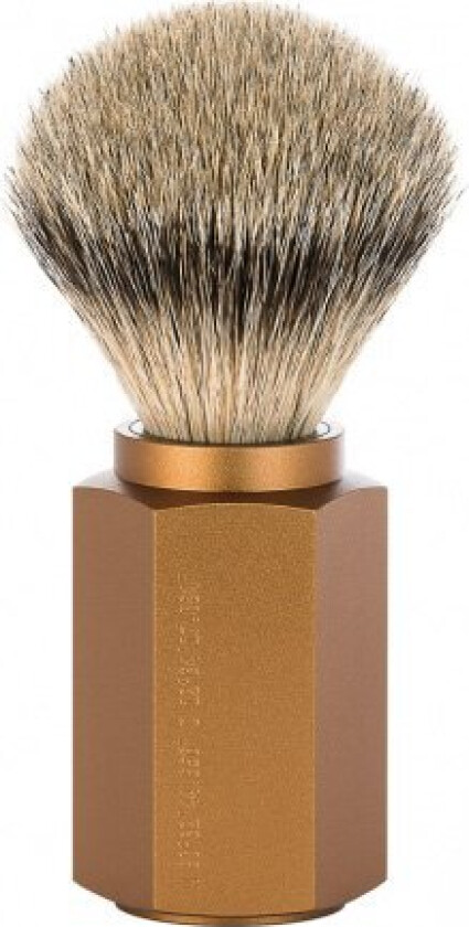 Mühle x Mark Braun Hexagon Silvertip Badger Barberkost, Aluminium Bronze