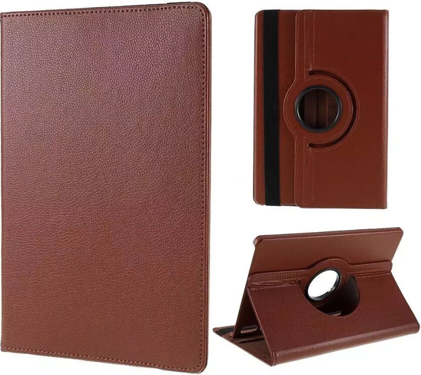 Samsung Galaxy Tab S8 / S7 Kunst Skinn Flip Deksel med 360 Graders Rotasjon - Brun