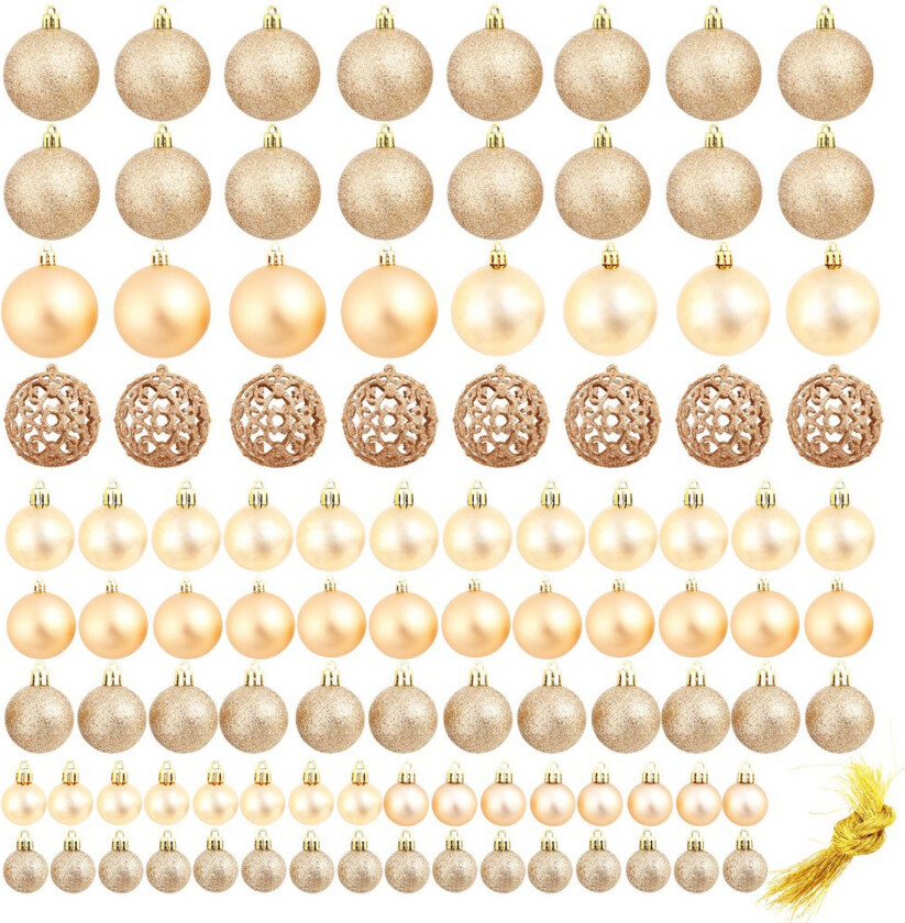 Bilde av Julekulesett 3/4/6 cm 100 stk rose/gull