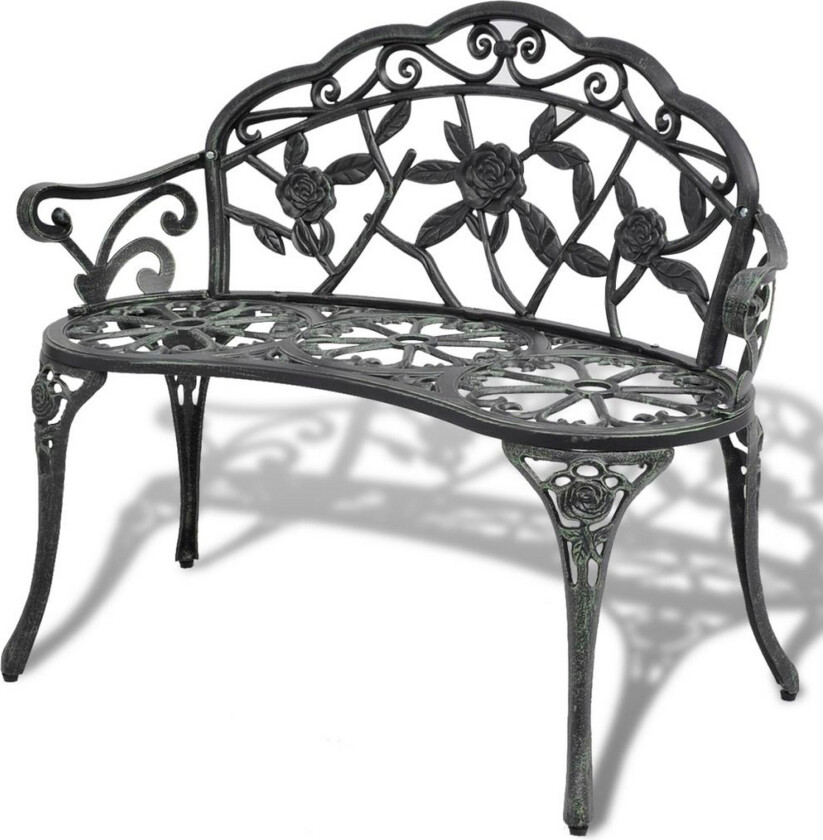 Hagebenk 100 cm støpt aluminium grønn