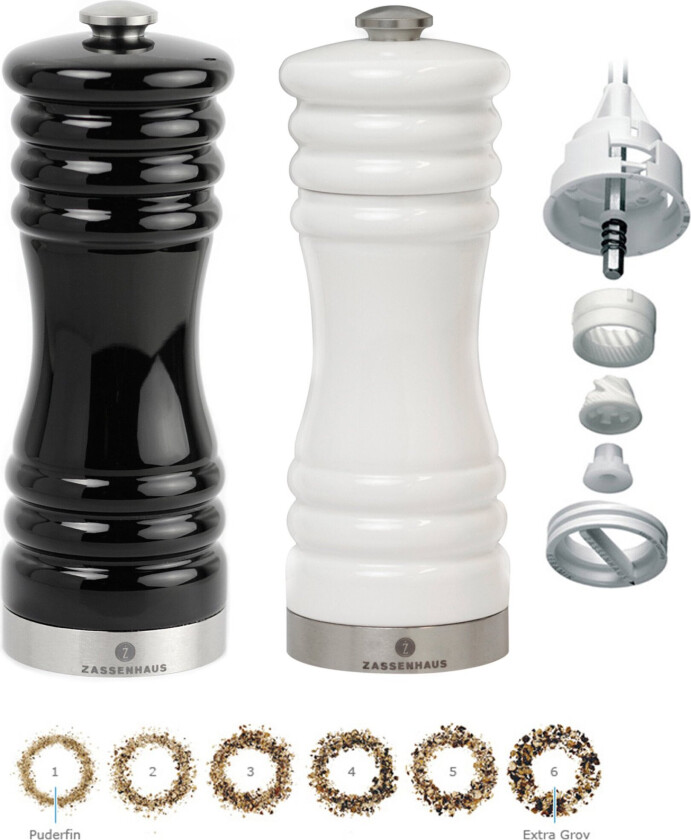 Bilde av München salt- og pepperkvern blank 15 cm 2 deler Sort-hvit