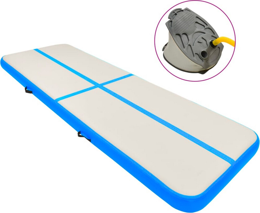 Oppblåsbar gymnastikkmatte med pumpe 300x100x20 cm PVC blå
