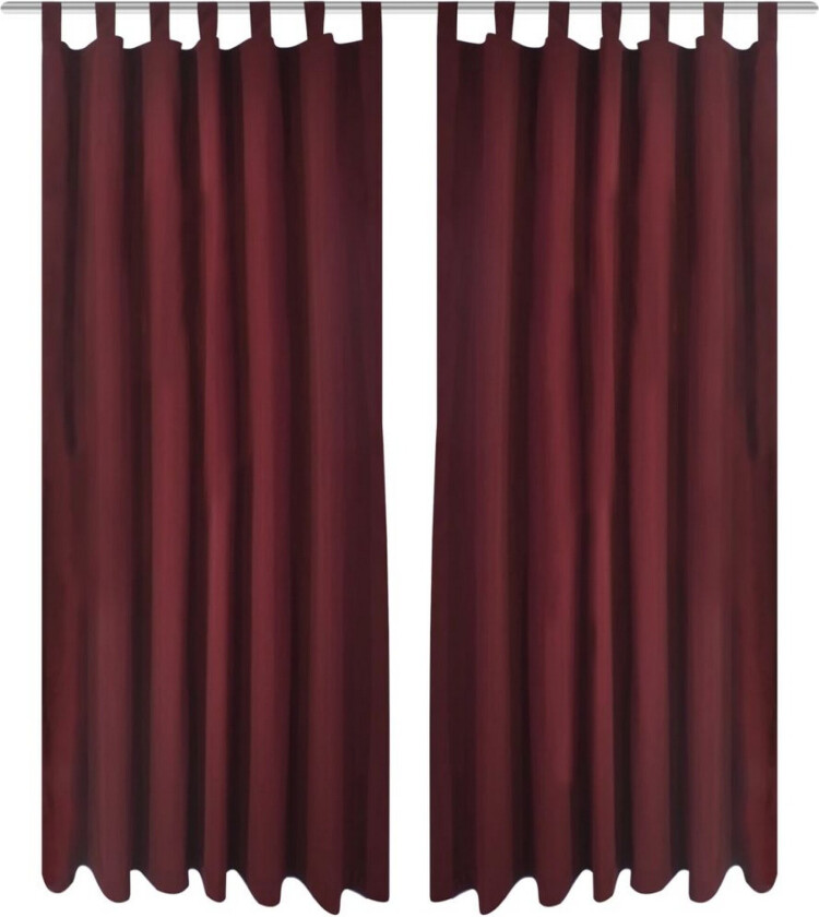 Bilde av 2stk Bordeaux Micro-Sateng Gardiner med Sløyfer 140 x 245 cm