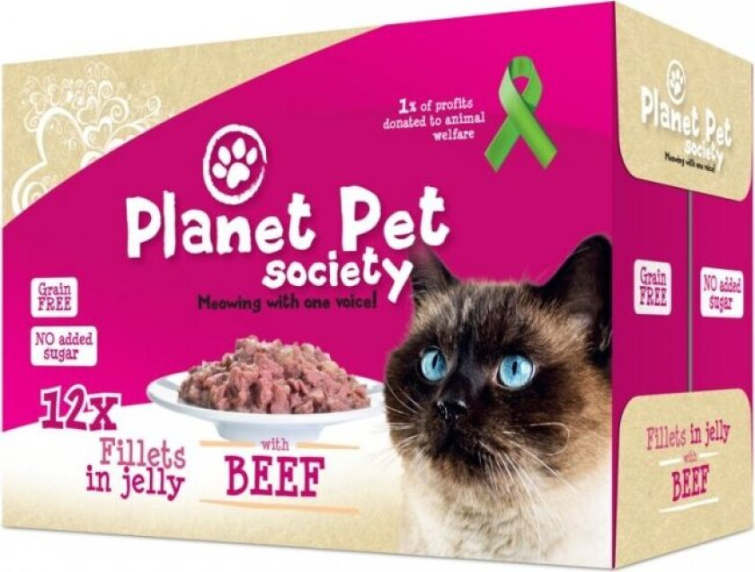 Planet Pet Society Oksekjøtt i Gelé 12x85 g