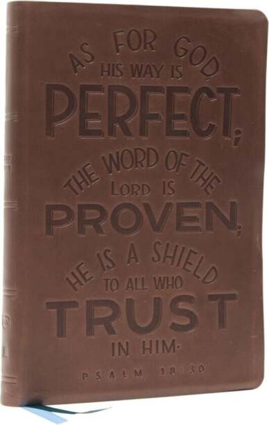 NKJV, Thinline Bible, Verse Art Cover Collection, Genuine Leather, Brown, Thumb Indexed, Red Letter, av Thomas Nelson