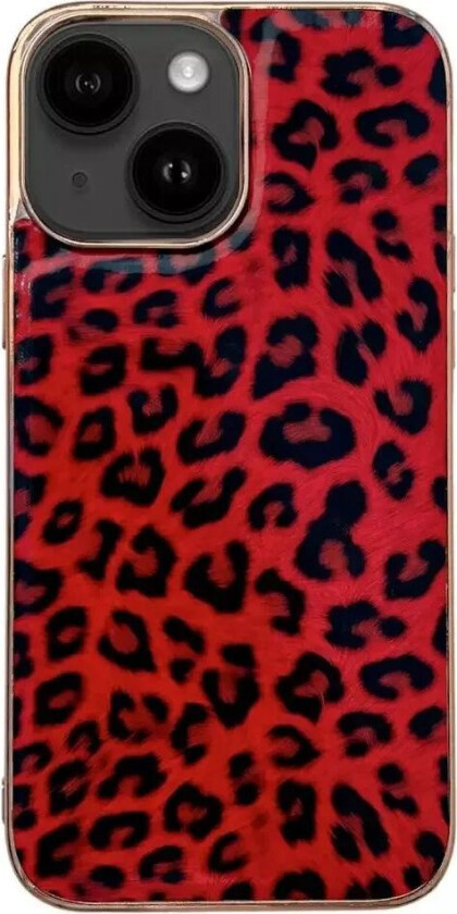 iPhone 14 Fleksibelt plastdeksel - Leopardmønster - Rød
