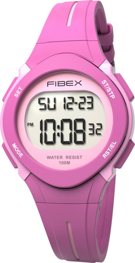 Svøm med - Fibex Dual Time 100M Water Resist FIBEX19EN002 - Digital - Lyserød - Unisex - Silikon -