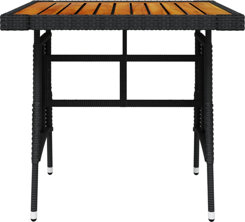 Hagebord svart 70x70x72 cm polyrotting og heltre akasie