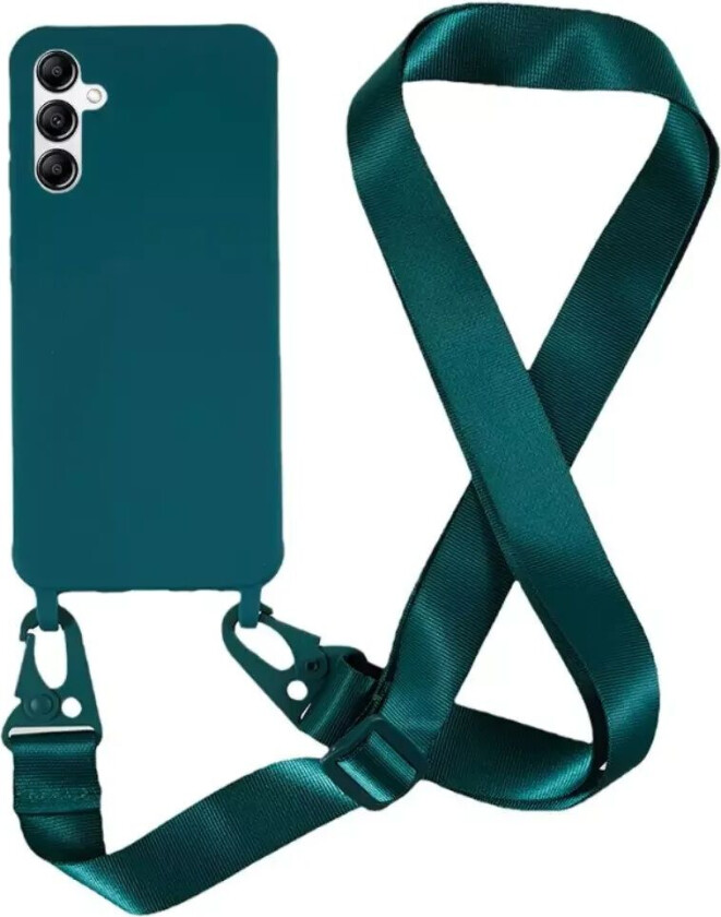 Samsung Galaxy A14 (5G) Fleksibelt Plastdeksel med Stropp - Mørke Grønn