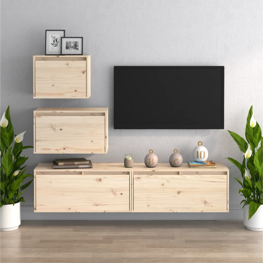 TV-benker 4 stk heltre furu