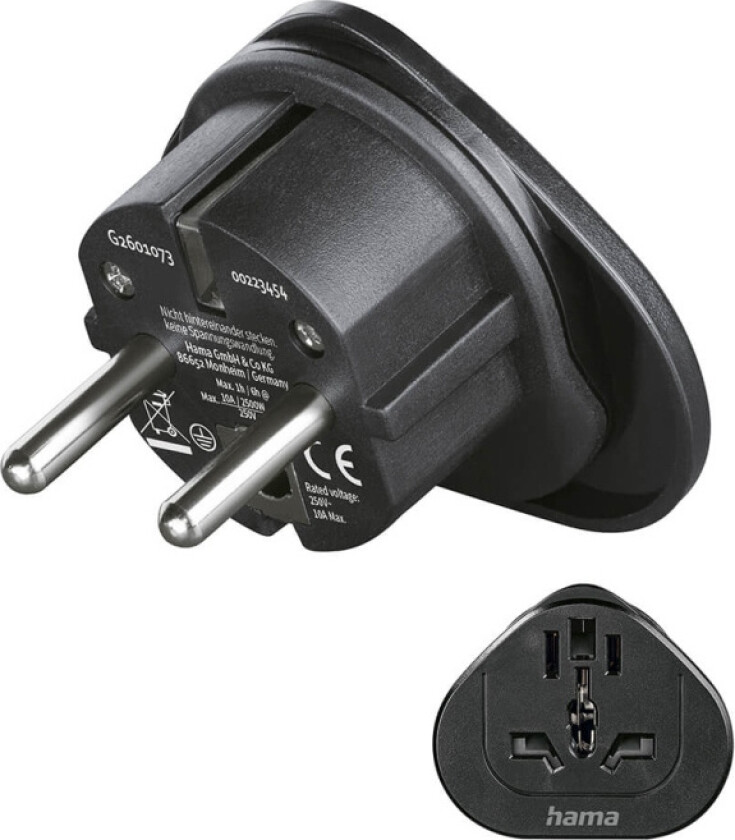 Traveladapter Type E/F Universal World-EU Black
