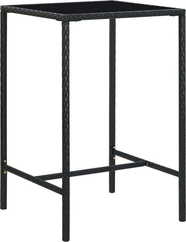 Hagebarbord svart 70x70x110 cm polyrotting og glass