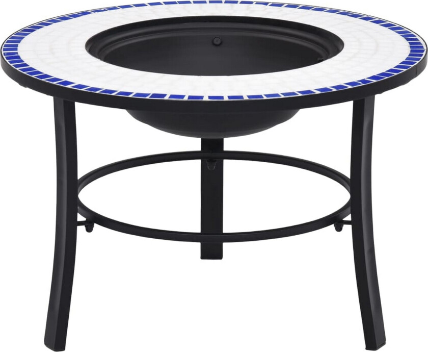 Mosaikkbålfat 68 cm keramikk - blå og hvit