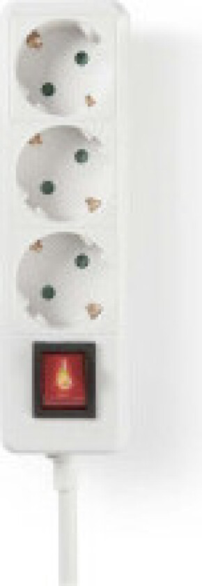 Extension Socket Jordet kontakt / Type F (CEE 7/7) 3-veis 1.50 m 3680 W 16 A Hvit