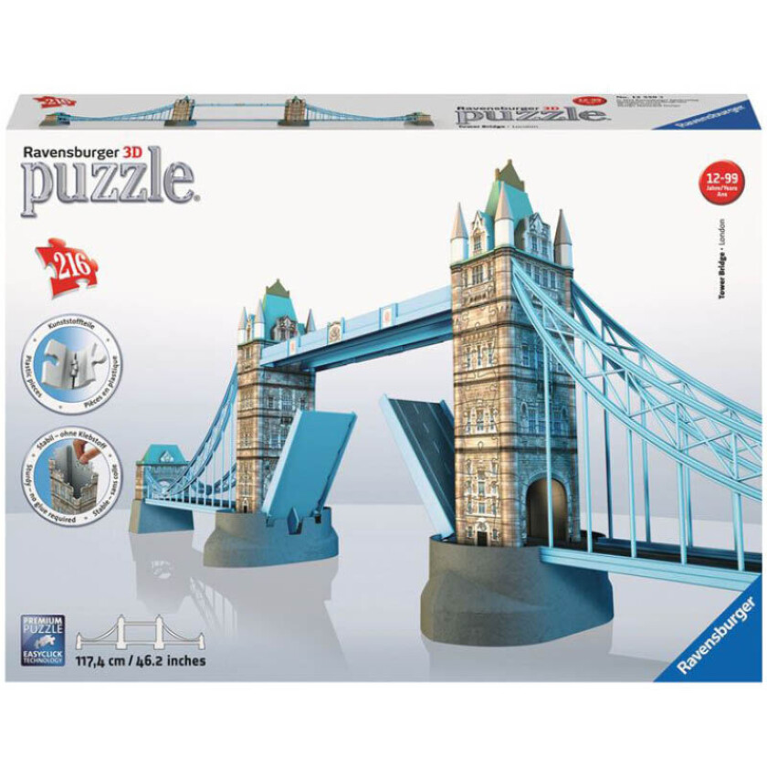 3d Puslespill 216 Brikker - Tower Bridge