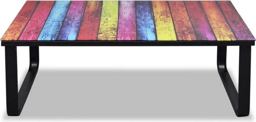 Salongbord med regnbueprint glassplate