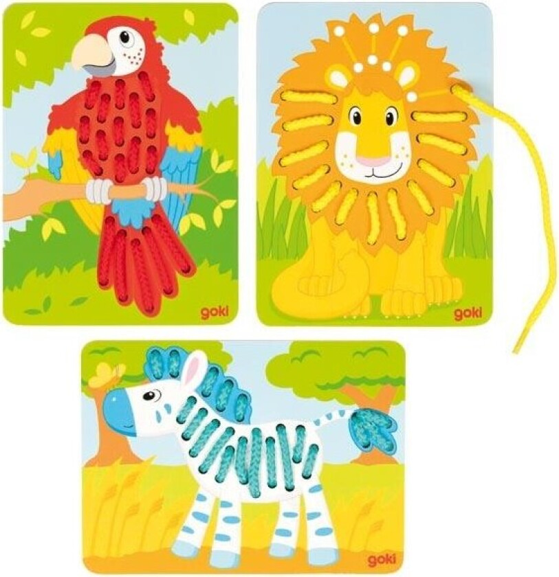 Wooden Stringing Puzzles 3pcs. Tre