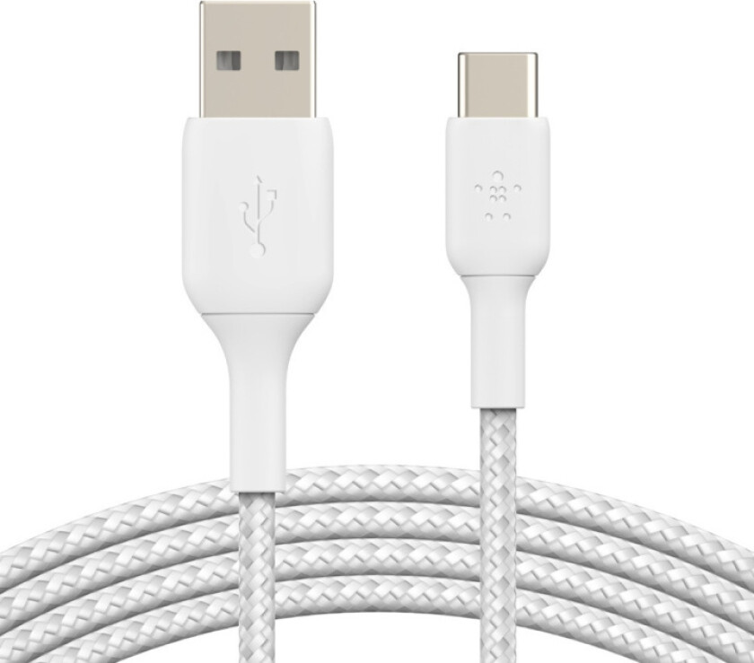 Usb-a To Usb-c Cable Braided 3m Hvit