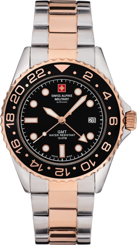 Master Diver GMT 7052.1157SAM - Kvarts - Sølv - Herreklokker - Rustfritt stål - ledd m/pin - Safir