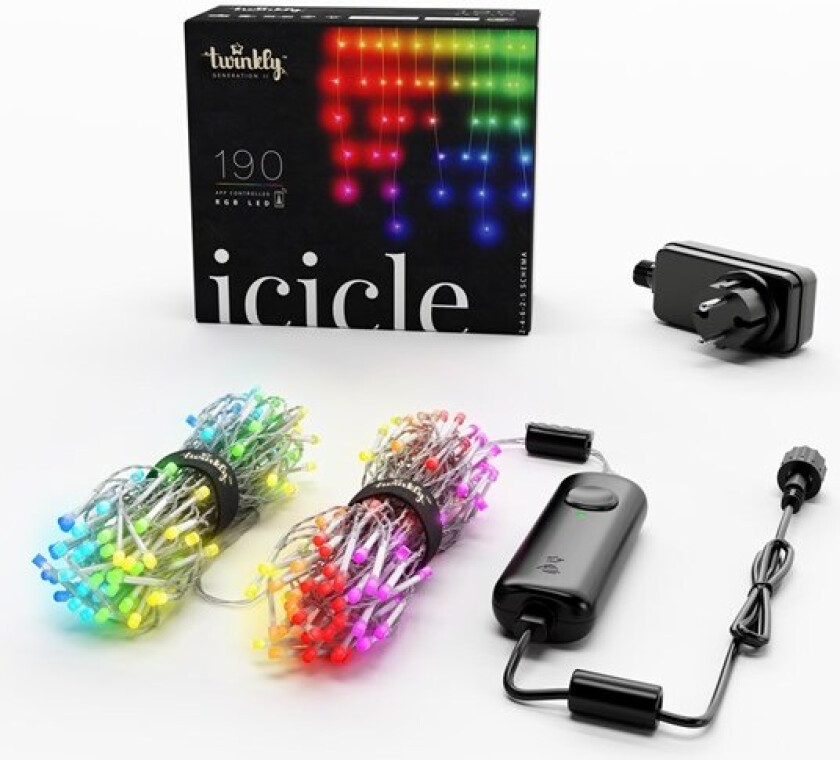 Icicle - 190 appstyrte RGB-lysdioder, klar ledning