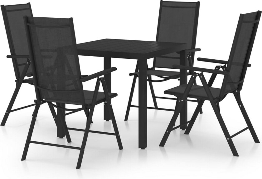 Utendørs spisestue 5 deler aluminium svart
