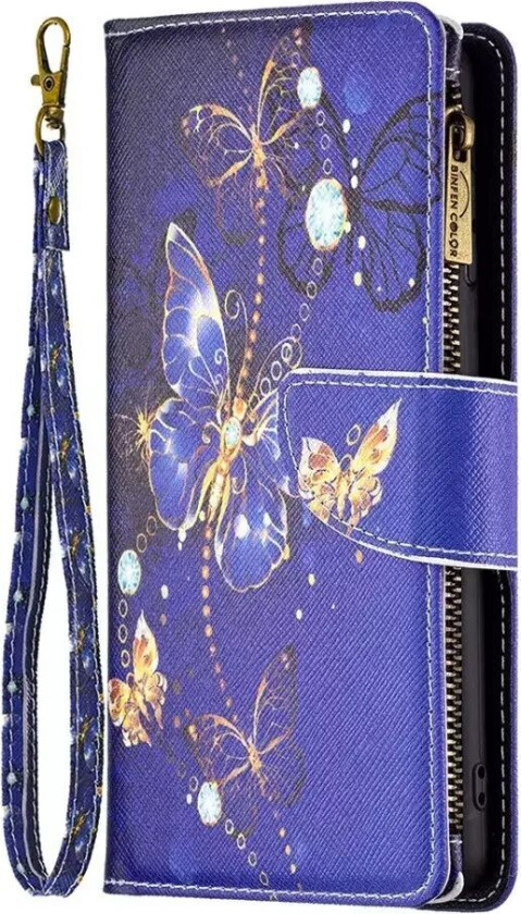 Samsung Galaxy A33 (5G) PU Skinn Flip Deksel Med Lommebok - Lilla Sommerfugler