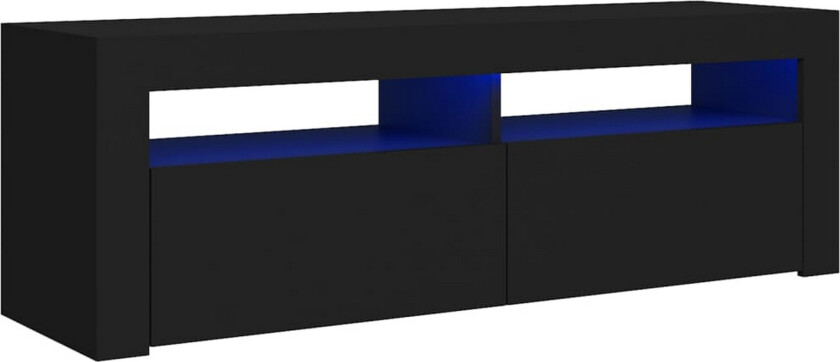 TV-benk med LED-lys svart 120x35x40 cm