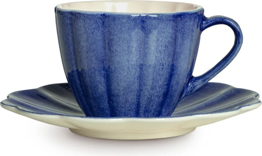 Oyster kopp med fat 25 cl Blå