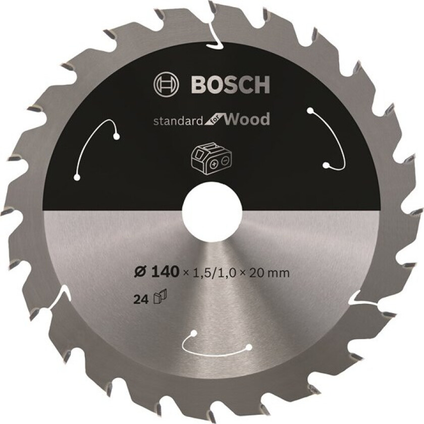 Standard for Wood-sirkelsagblad for batteridrevne sager 140x1,5/1x20 T24