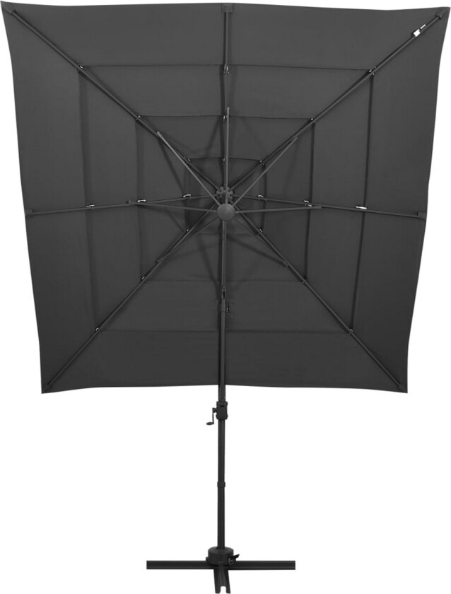 Parasoll med aluminiumsstang 4 nivåer 250x250 cm antrasitt