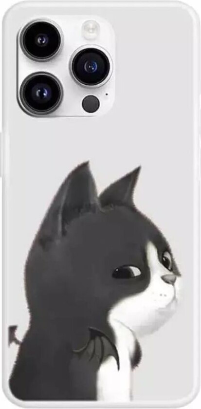 iPhone 15 Pro Fleksibelt Plast Deksel m. Trykk - Katt