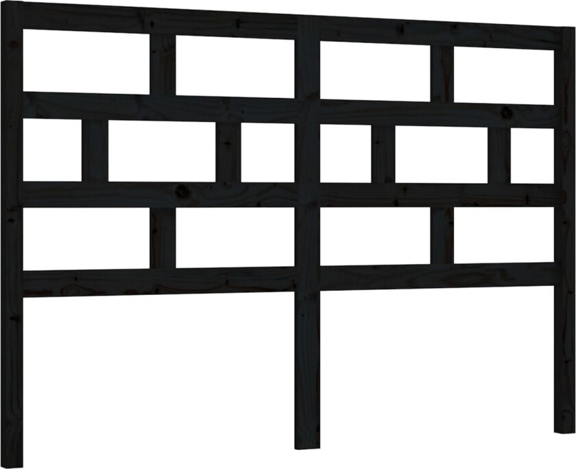 Sengegavl svart 141x4x100 cm heltre furu