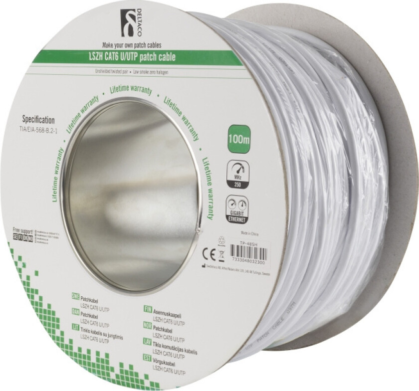 Tp-48sh Cat 6 Uskjermet Tvunnet Parkabel (utp) Hvit 100m
