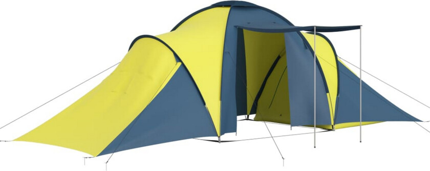 Campingtelt 6 personer blå og gul