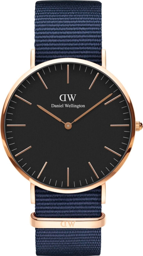 Classic Black Bayswater Rose Gold 40 MM DW00100277 - Kvarts - Rosegull - Unisex - Stoff - Mineral