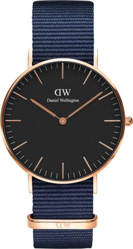 Classic Black Bayswater Rose Gold 36 MM DW00100281 - Kvarts - Rosegull - Dameklokker - Stoff - Mineral
